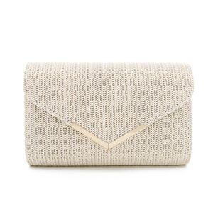 2072 Straw Clutch Purses Summer Beach Bag Woven Envelope Evening Handbag